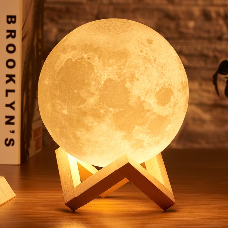 USB rechargeable 3D moon lamp with realistic lunar surface