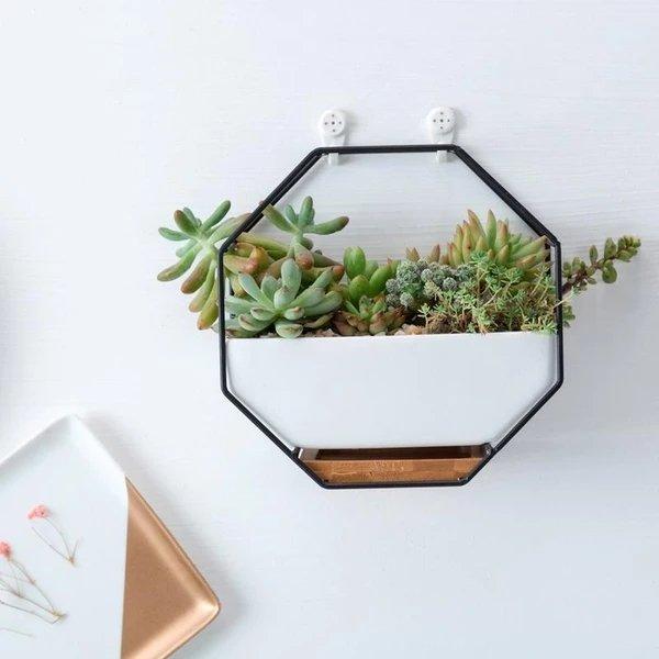 Agya - Iron Frame Ceramic Geometric Planter Lala Lamps Store