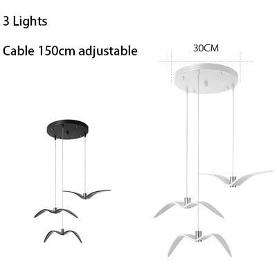 3-light Bird Wing Chandelier adjustable cable design