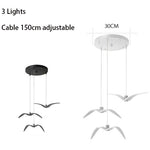 3-light Bird Wing Chandelier adjustable cable design