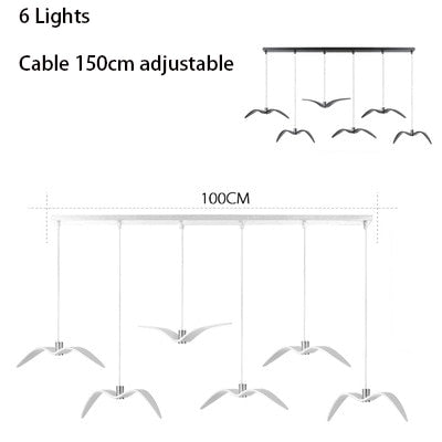 6-light Bird Wing Chandelier dimensions and layout