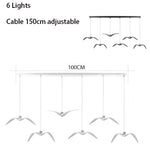 6-light Bird Wing Chandelier dimensions and layout