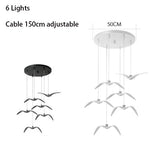 6-light Modern Bird Wing Chandelier with round ceiling canopy