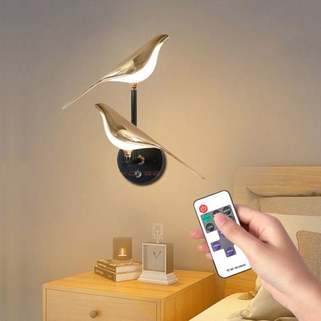 2 lights bird wall lamp