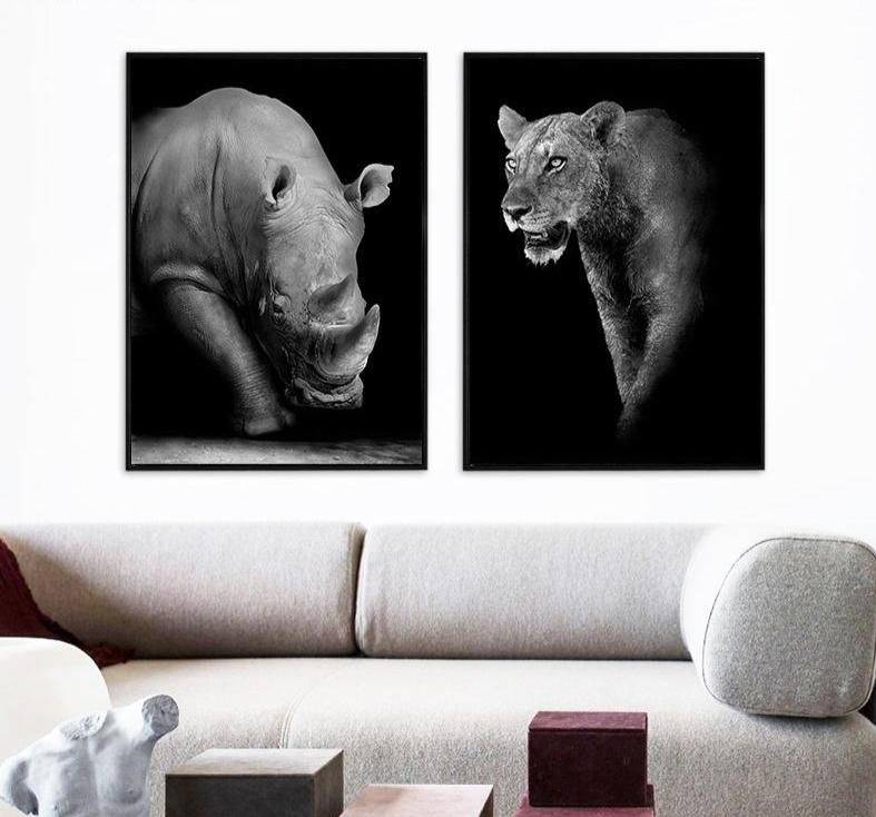 black and white pictures of animals