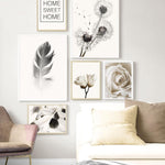 Black White Dandelion Canvas Wall Art - Lala Lamps Store