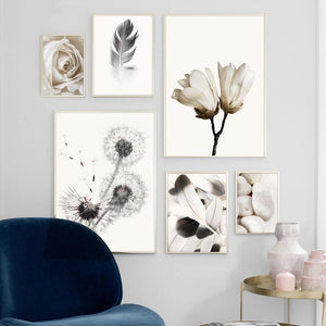 Black White Dandelion Canvas Wall Art - Lala Lamps Store