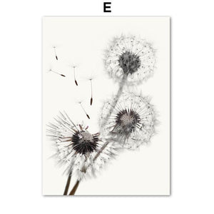 Black White Dandelion Canvas Wall Art - Lala Lamps Store