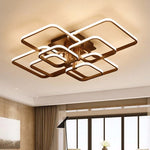 Black layered LED square ceiling light for bedroom decor