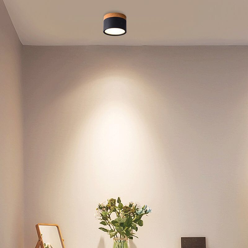 black led recessed wood downlight