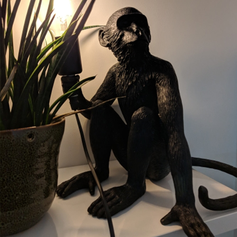 black monkey lamp sit