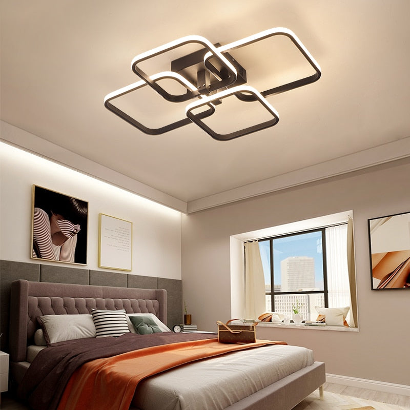 Modern black square ceiling light for bedroom and hallway