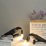 Black Iron Crow Bird Lamp with LED light