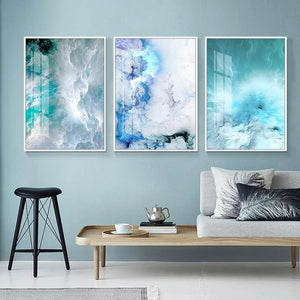 Blue Marble Wave Wall Art - Lala Lamps Store