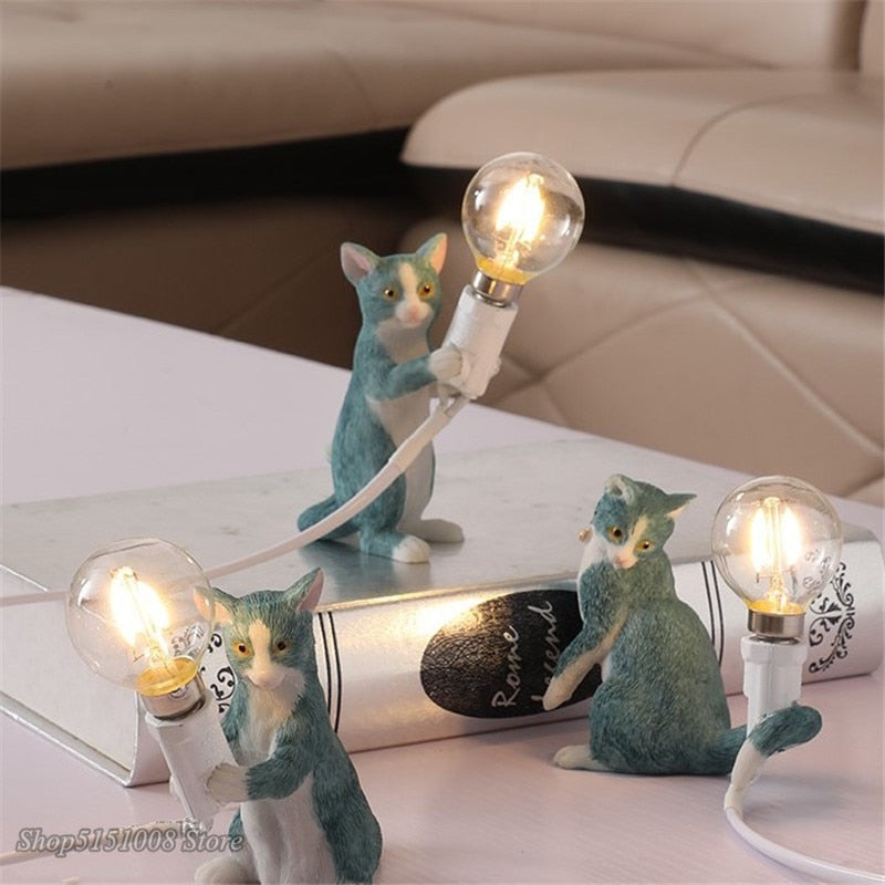 blue cat table lamp