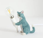 blue resin cat lamp