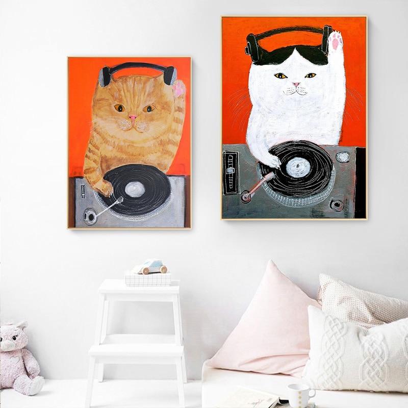 Cute Cat Canvas Wall Art - Lala Lamps Store