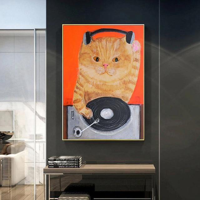 Cute Cat Canvas Wall Art - Lala Lamps Store