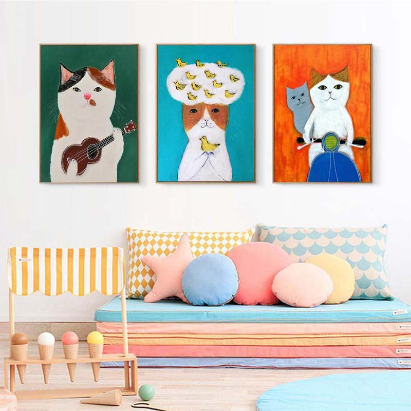 Cute Cat Canvas Wall Art - Lala Lamps Store