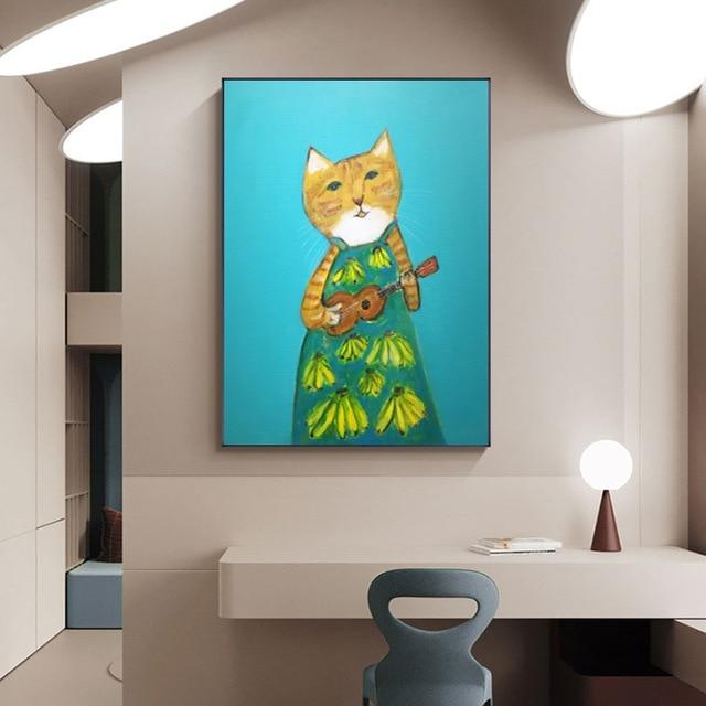 Cute Cat Canvas Wall Art - Lala Lamps Store