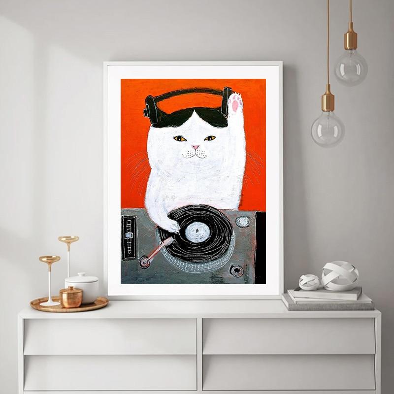 Cute Cat Canvas Wall Art - Lala Lamps Store