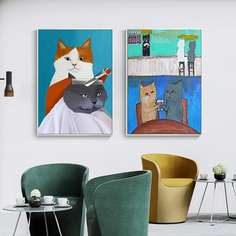 Cute Cat Canvas Wall Art - Lala Lamps Store