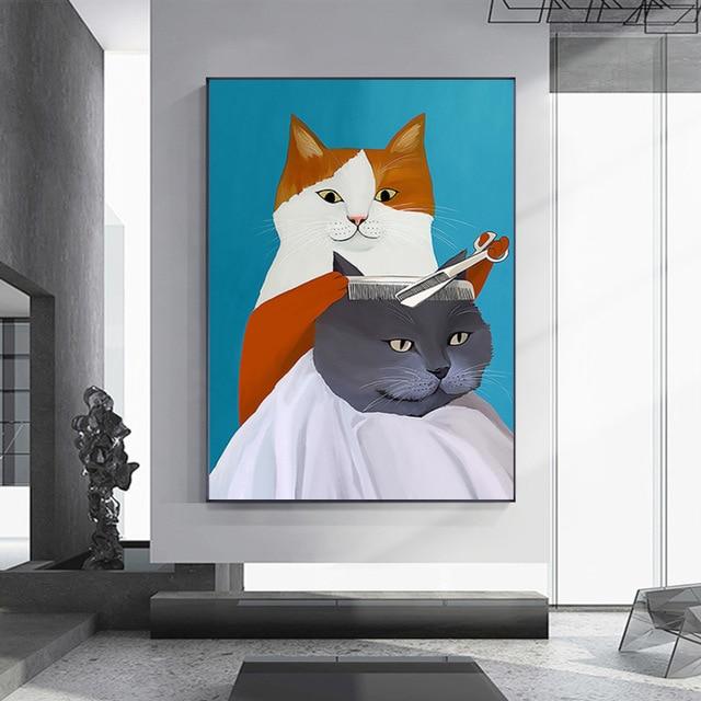 Cute Cat Canvas Wall Art - Lala Lamps Store