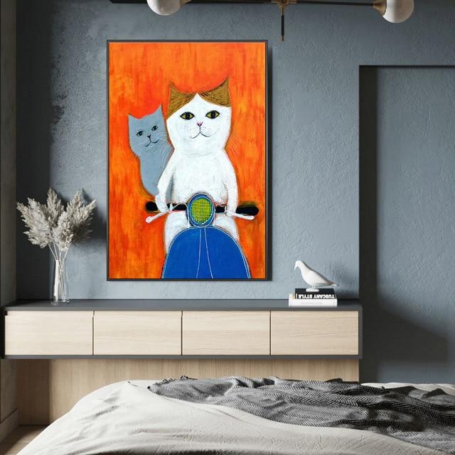 Cute Cat Canvas Wall Art - Lala Lamps Store