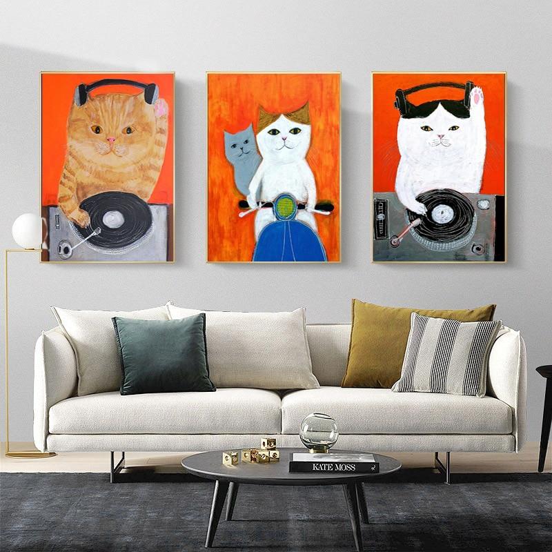 Cute Cat Canvas Wall Art - Lala Lamps Store