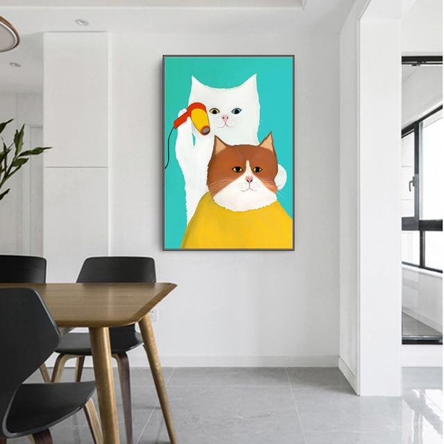 Cute Cat Canvas Wall Art - Lala Lamps Store