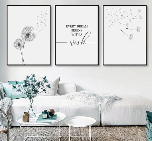 Dandelion Wish Canvas Wall Art - Lala Lamps Store