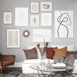 Drew Line Canvas Wall Art Pictures - Lala Lamps Store