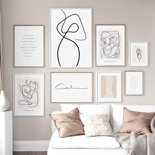 Drew Line Canvas Wall Art Pictures - Lala Lamps Store