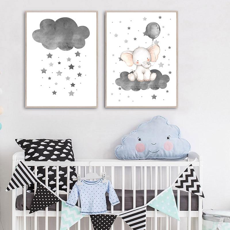 Elephant Cloud Canvas Wall Art - Lala Lamps Store