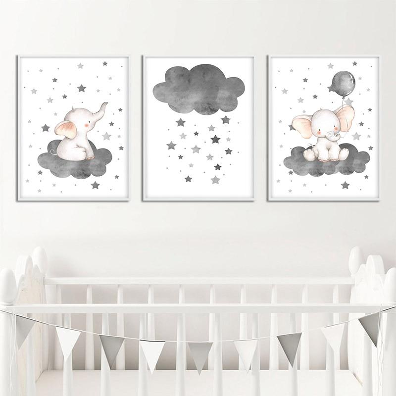 Elephant Cloud Canvas Wall Art - Lala Lamps Store