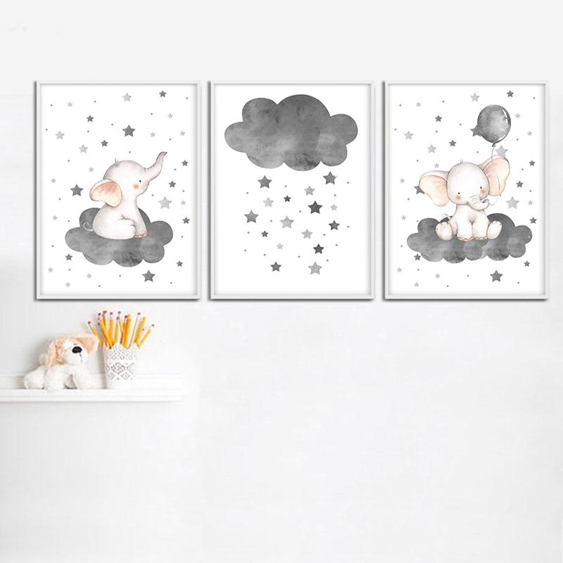 Elephant Cloud Canvas Wall Art - Lala Lamps Store