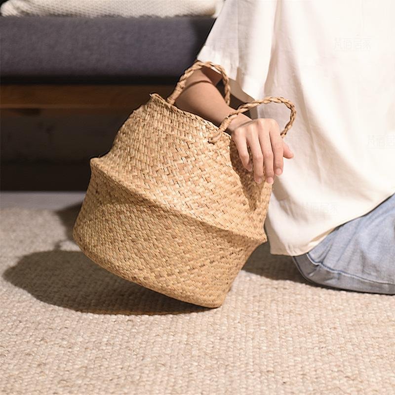 Foldable Woven Bamboo Storage Basket - Lala Lamps Store