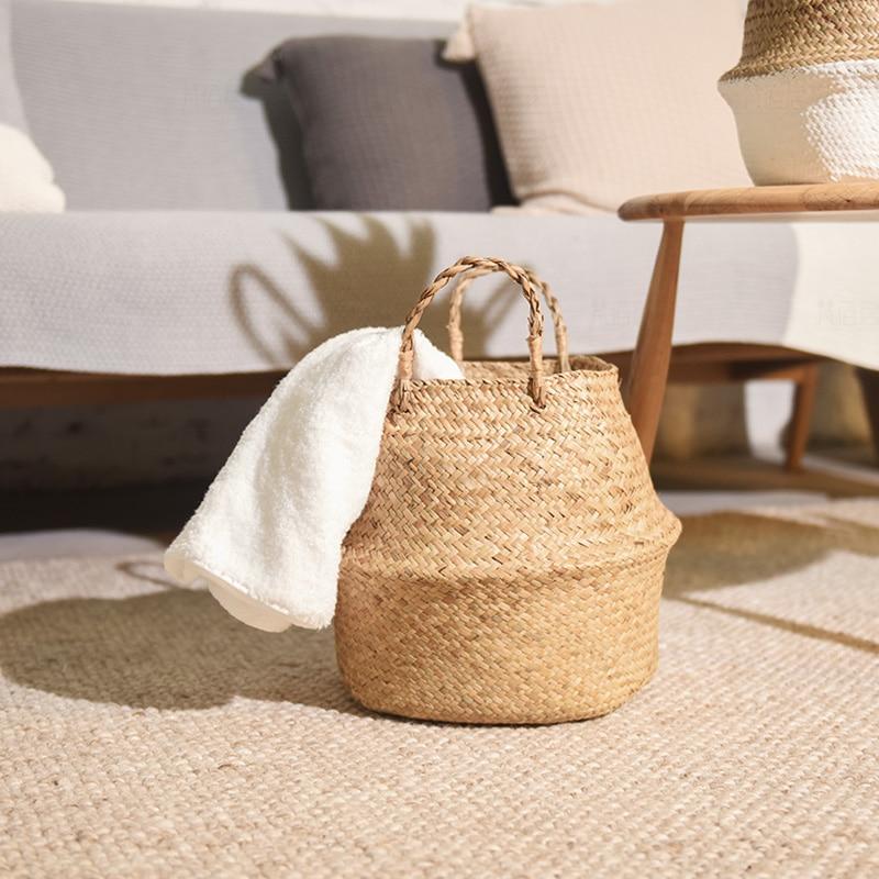 Foldable Woven Bamboo Storage Basket - Lala Lamps Store