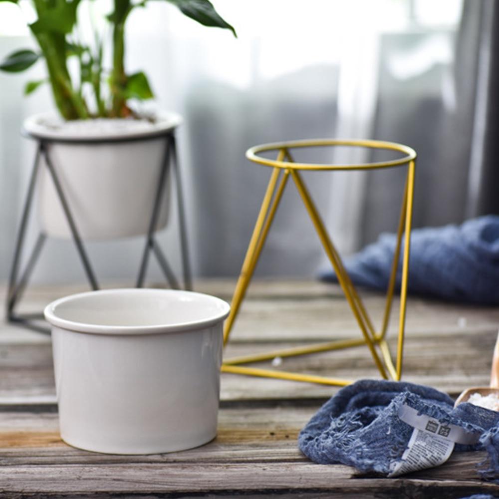 Geometric Ceramic Planter With Stand - Lala Lamps Store