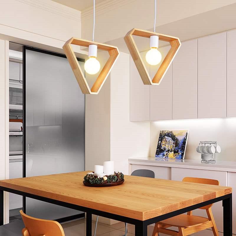 Wood Pendant Light Triangle dining room