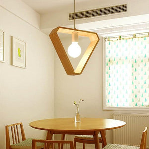 triangle shape wood light fixture