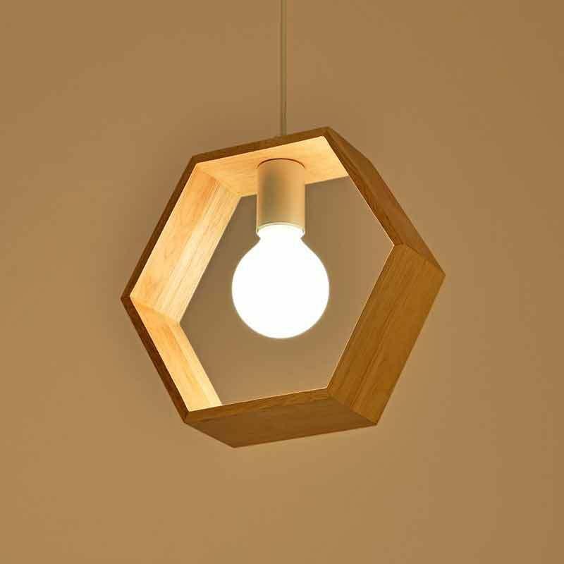 wood pendant lights hexagon