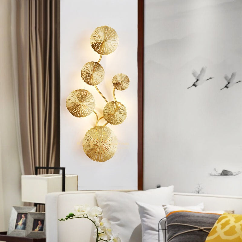 gold lotus flower wall lamp