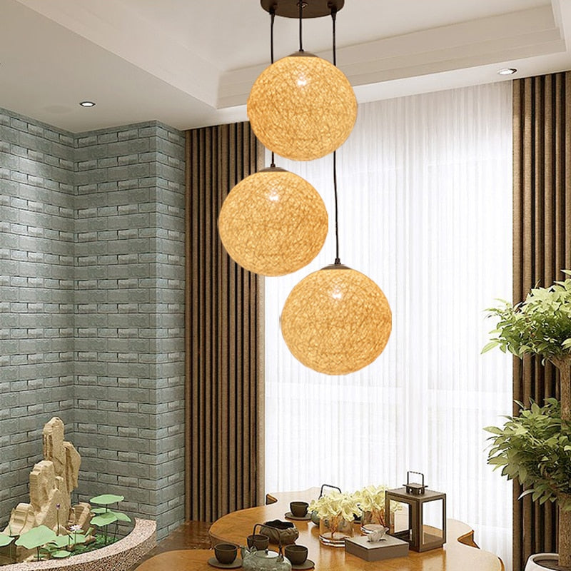 large rattan chandelier