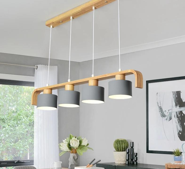 linear chandelier wood