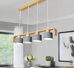 Handcrafted linear wood chandelier for living room
