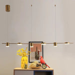 linear gold chandelier dining room