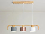 Minimalist wood chandelier for dining room lighting