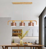 Modern wood linear chandelier for kitchen island