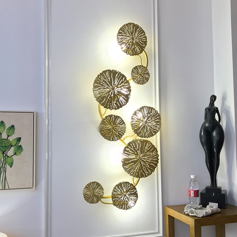 lotus flower round wall lamp